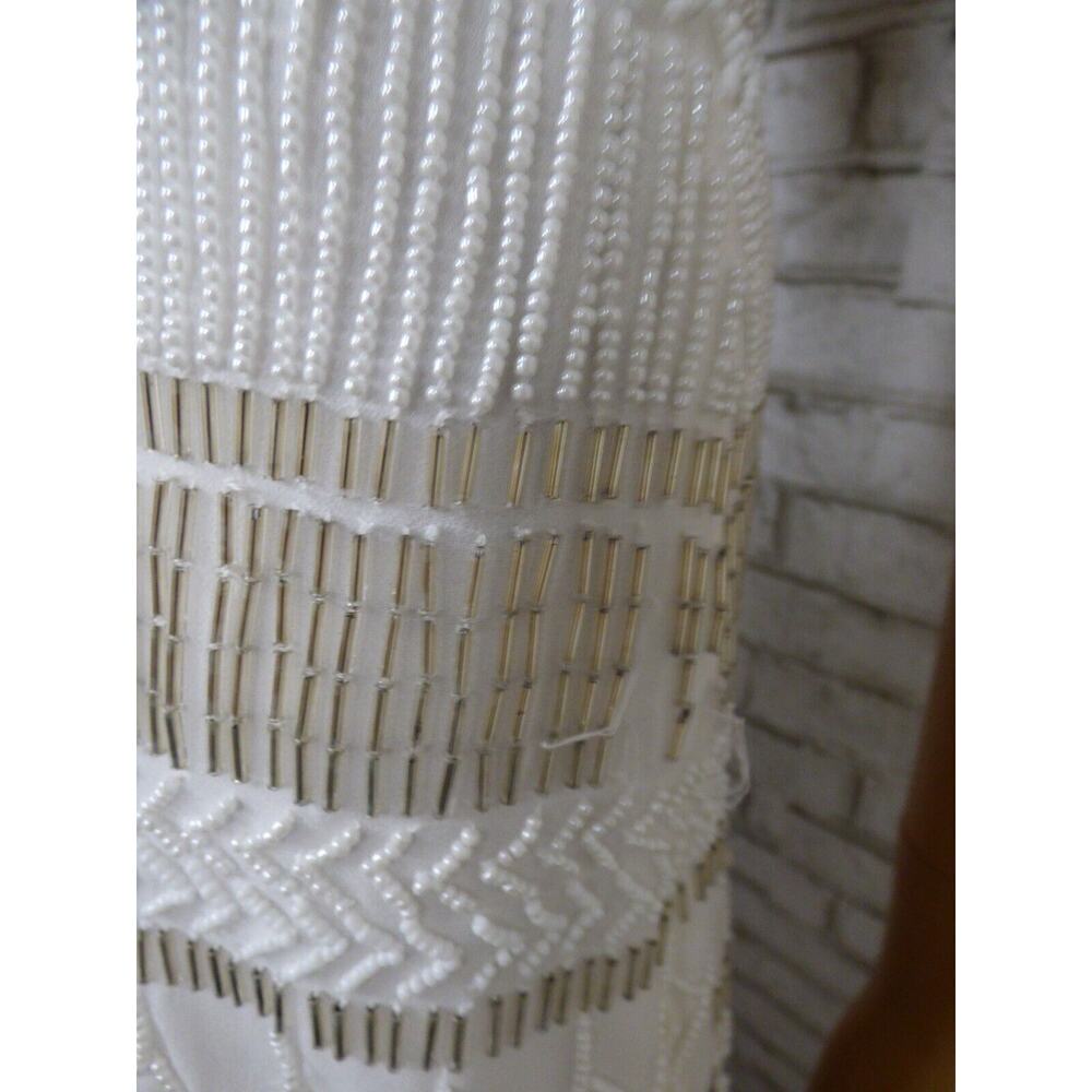 Tularosa White Beaded Chiffon Mermaid Maxi Dress 2 NEW - Picture 3 of 13